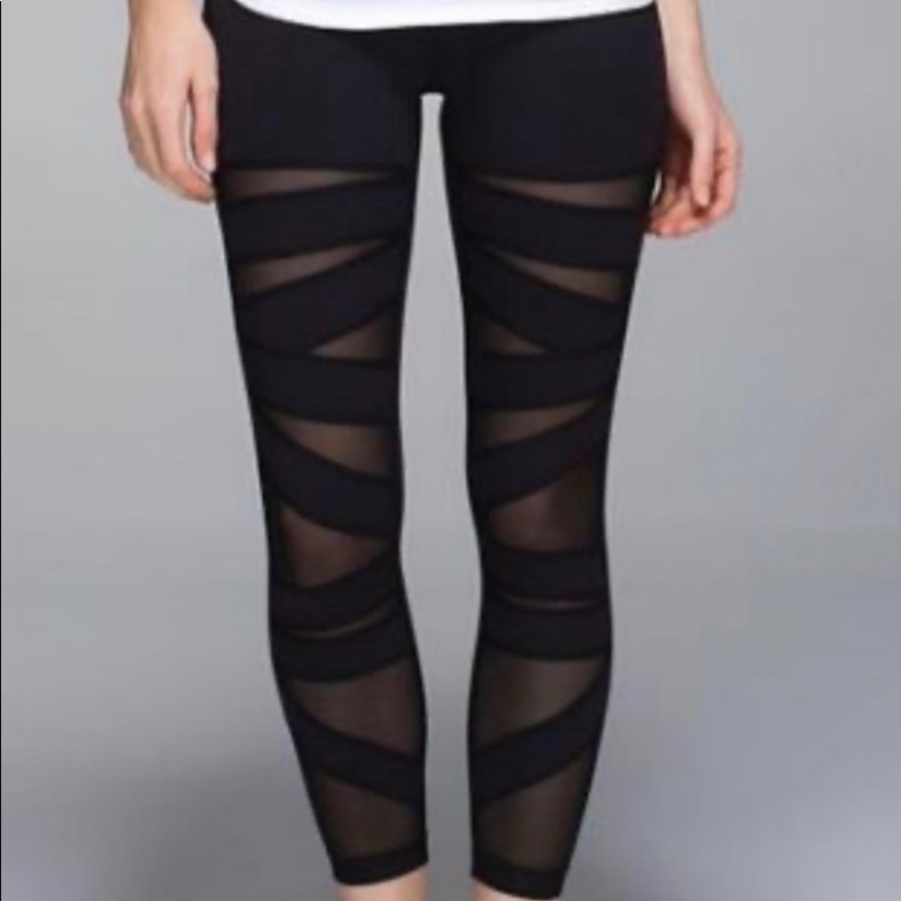 Black cross cross mesh lulu lemon leggings
